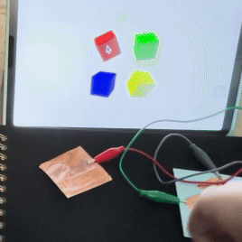 Here I am using the arrow pad I created to move these 3d cubes.      